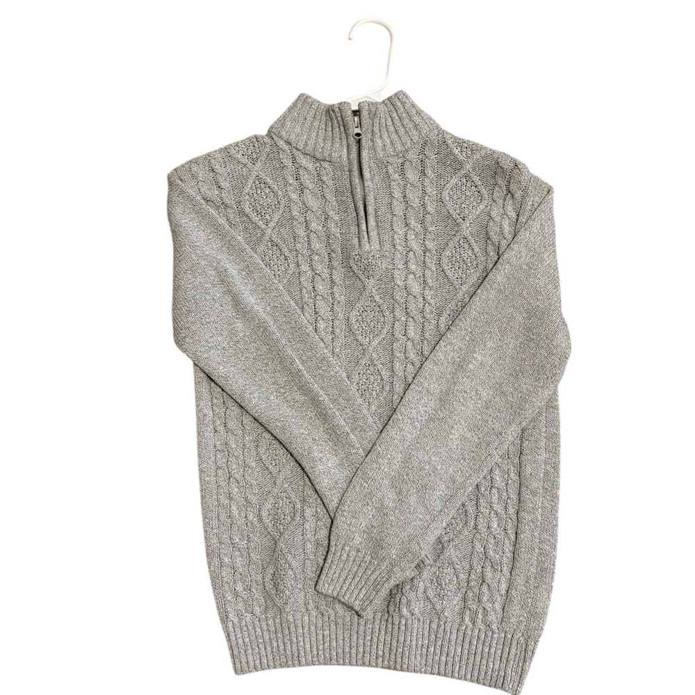 Gray Cable Knit Quarter Zip Sweater Size XS Men